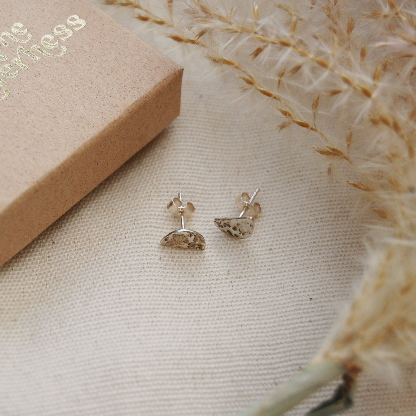 Full Lunar Moon Stud Earrings