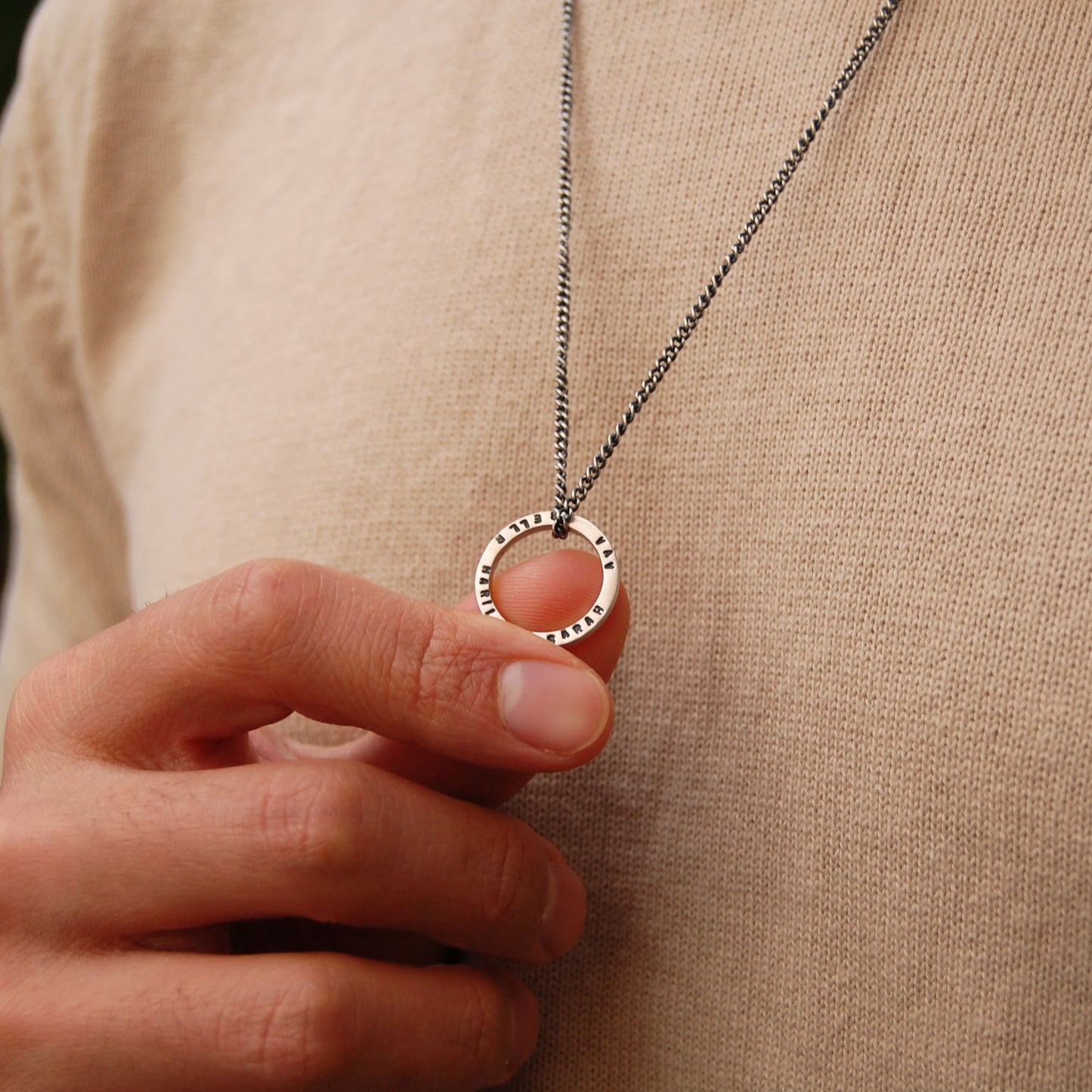 Men's Personalised Circle Pendant on Chain