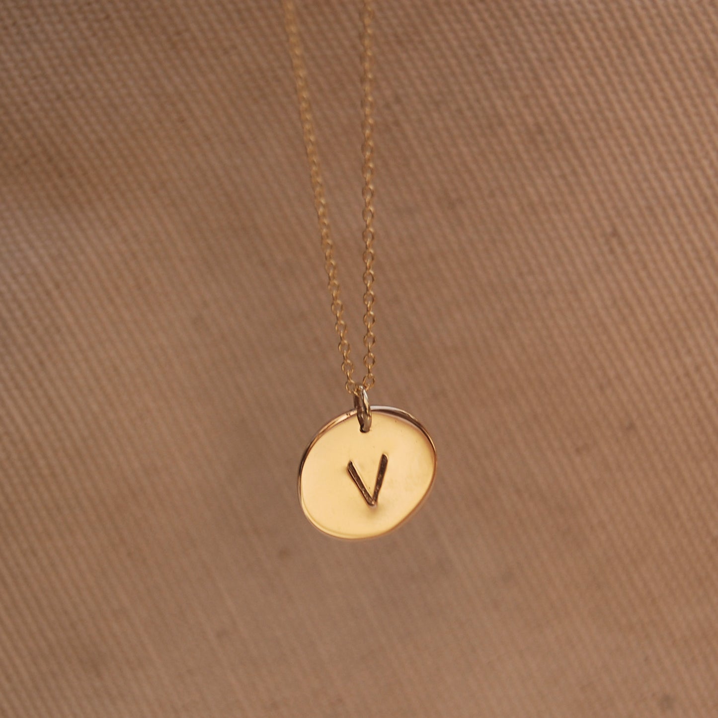 Gold Initial Disc Necklace