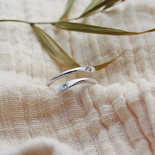 Embrace Adjustable Initial Ring in Silver