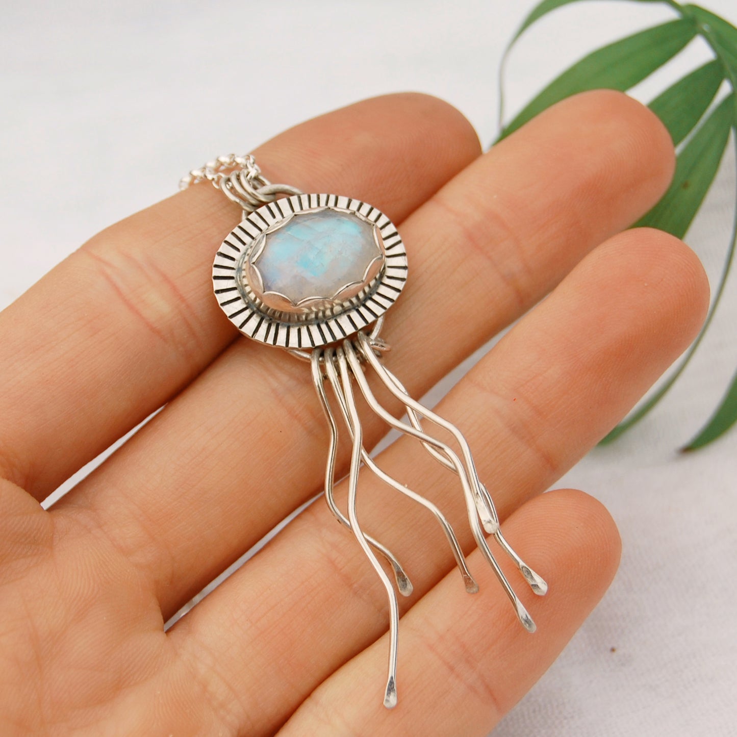 Moonstone Jellyfish Pendant