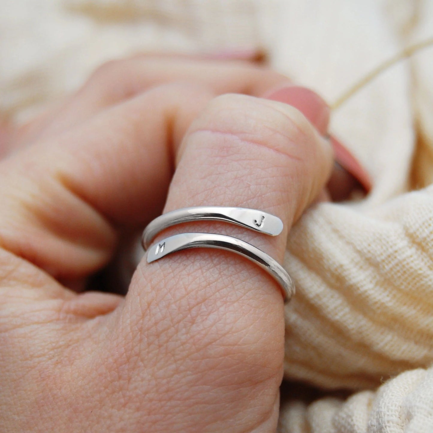 Embrace Adjustable Initial Ring in Silver