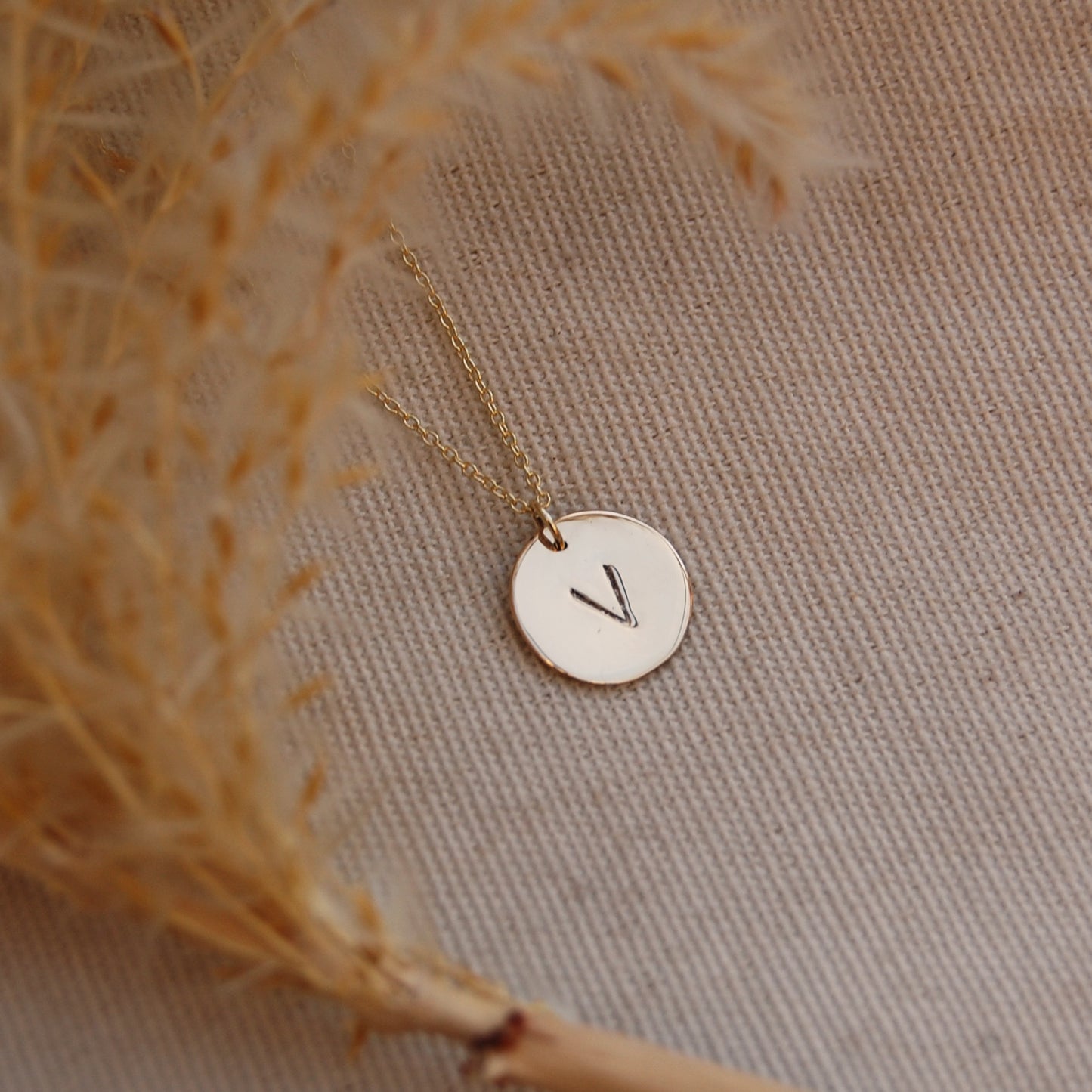 Gold Initial Disc Necklace