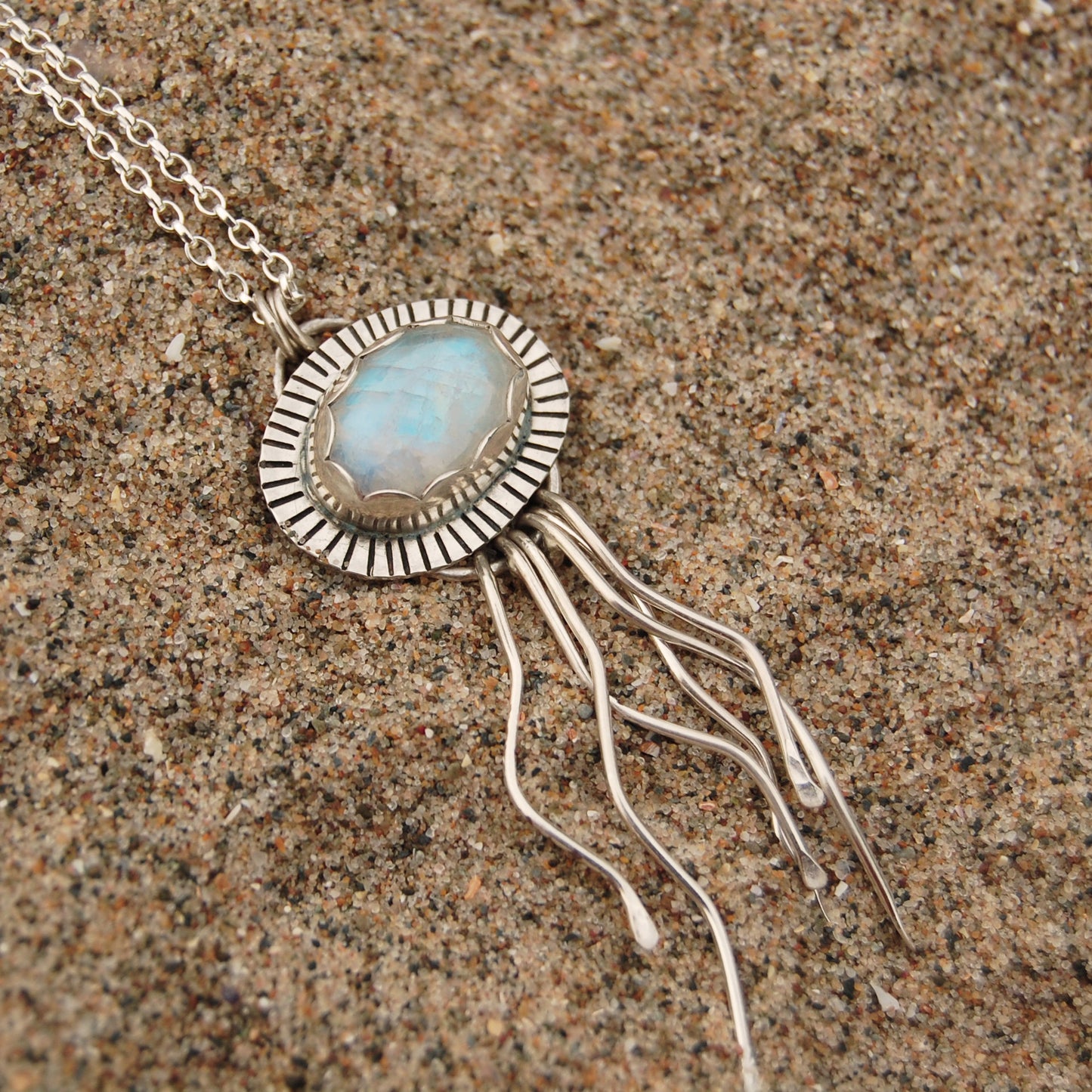 Moonstone Jellyfish Pendant