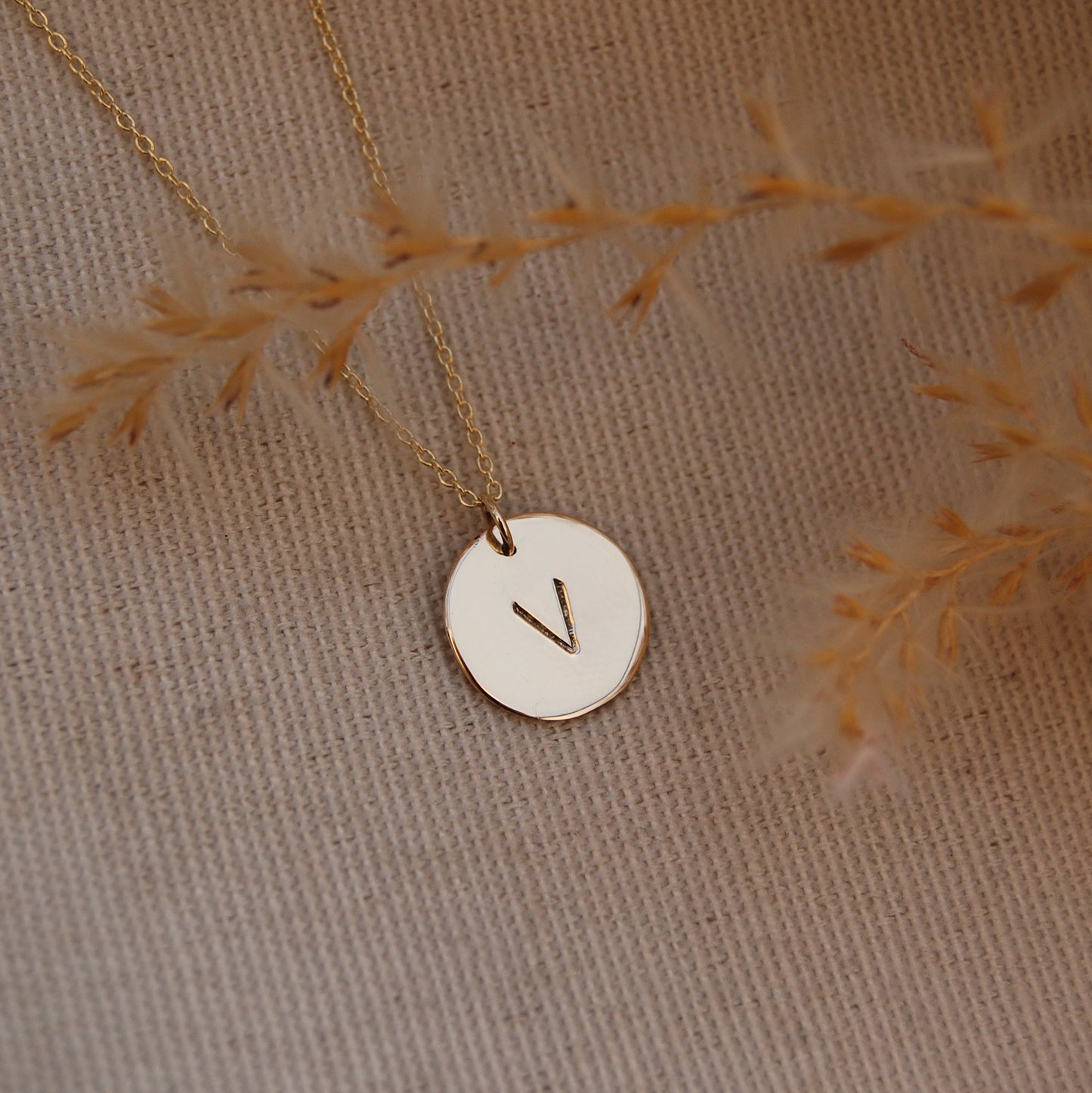 Gold Initial Disc Necklace