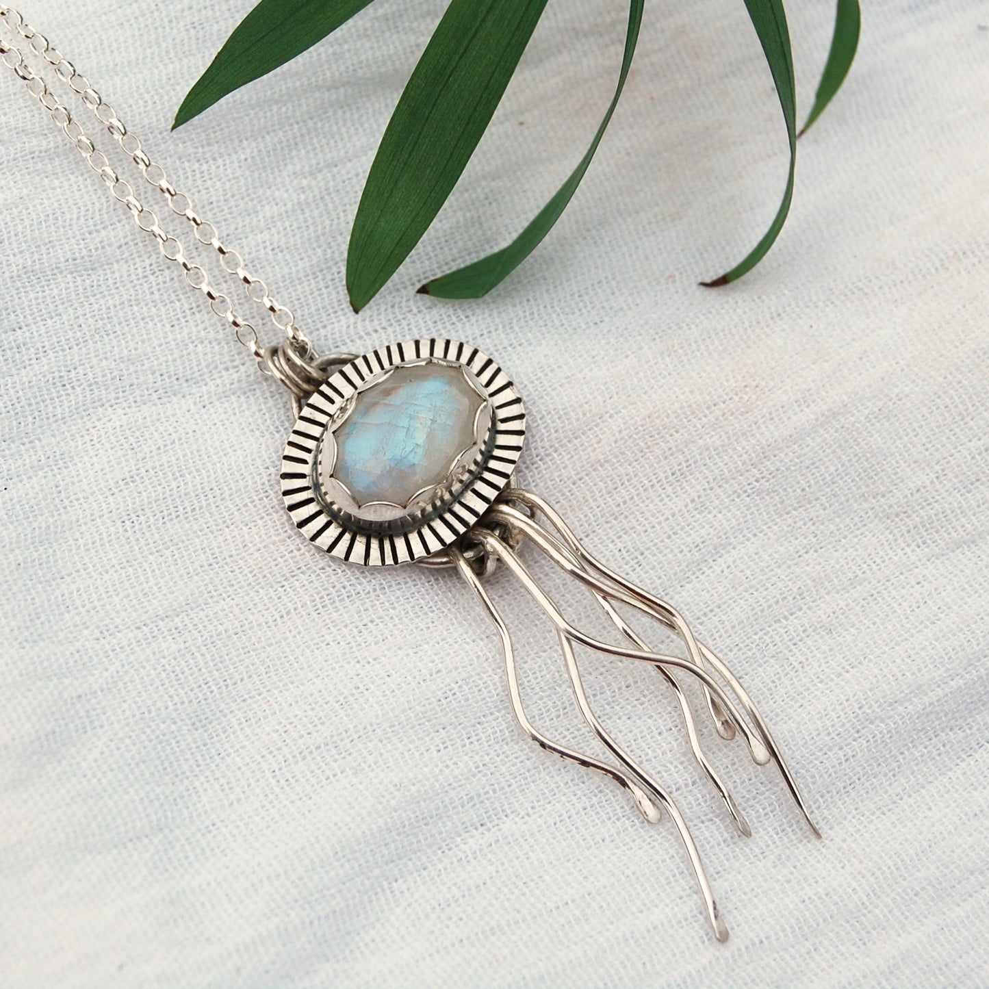 Moonstone Jellyfish Pendant