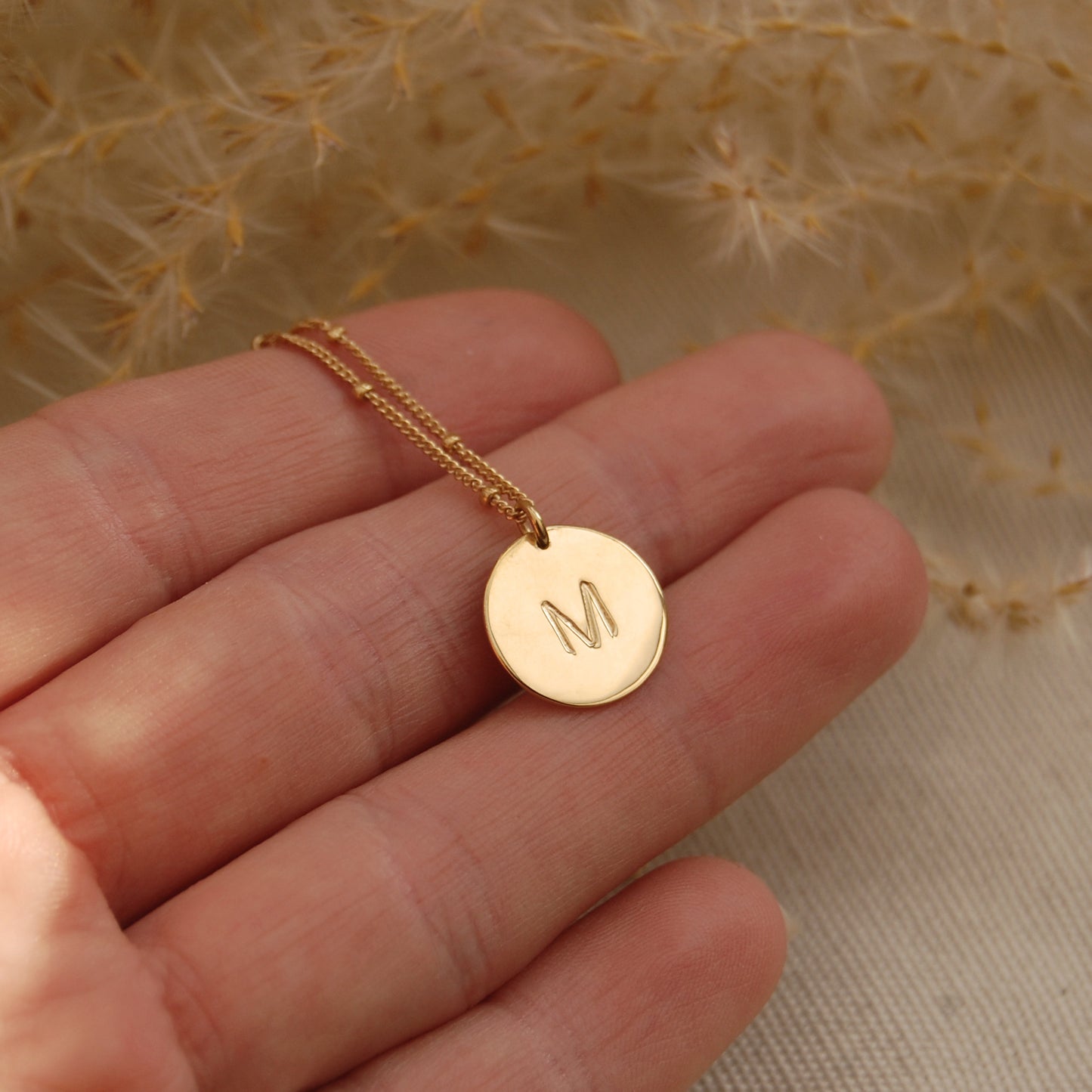 Gold Initial Disc Necklace