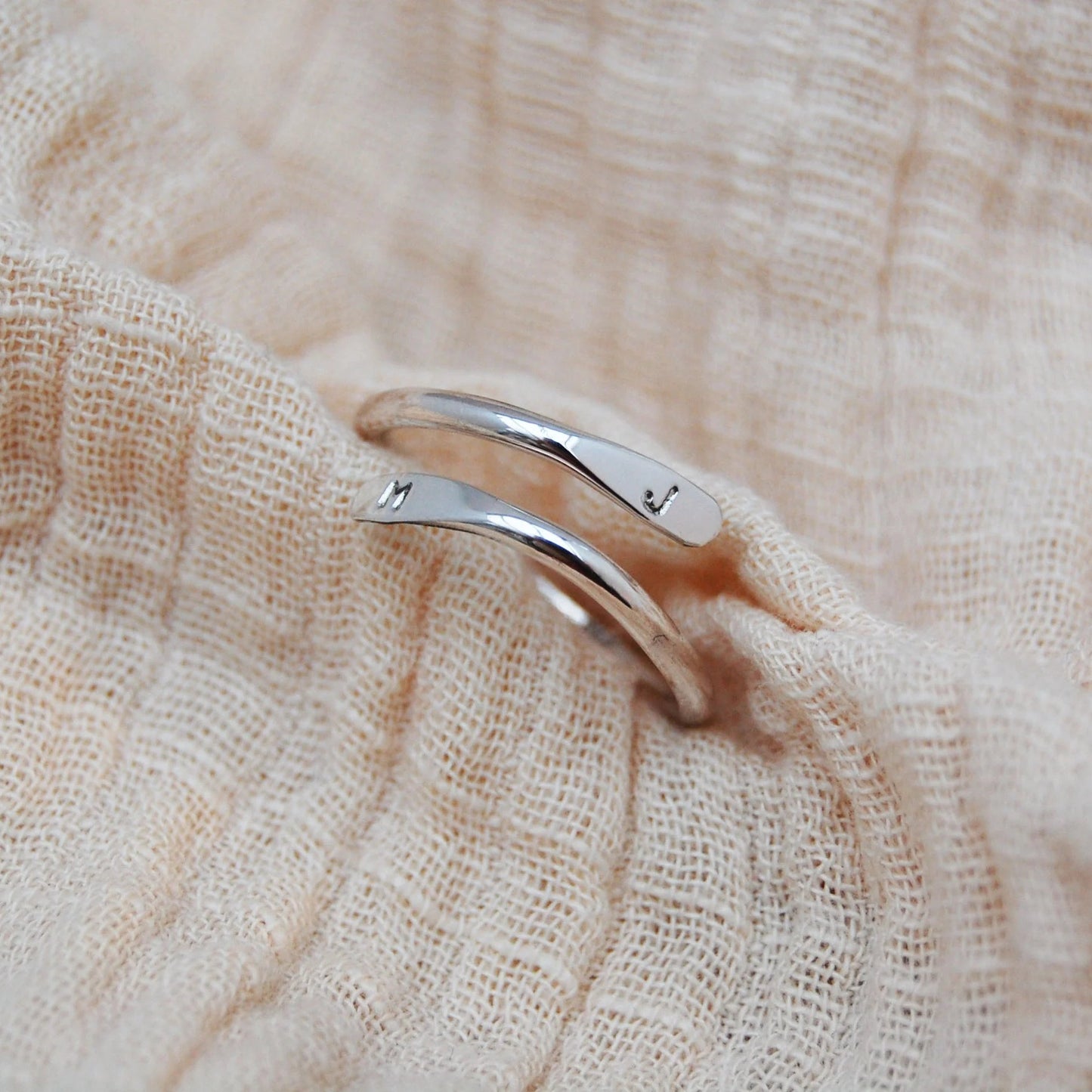 Embrace Adjustable Initial Ring in Silver