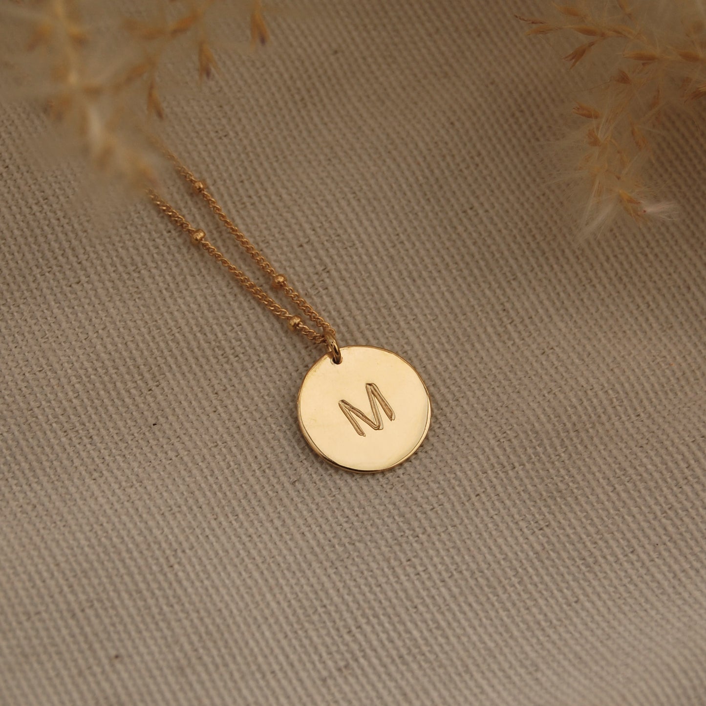 Gold Initial Disc Necklace