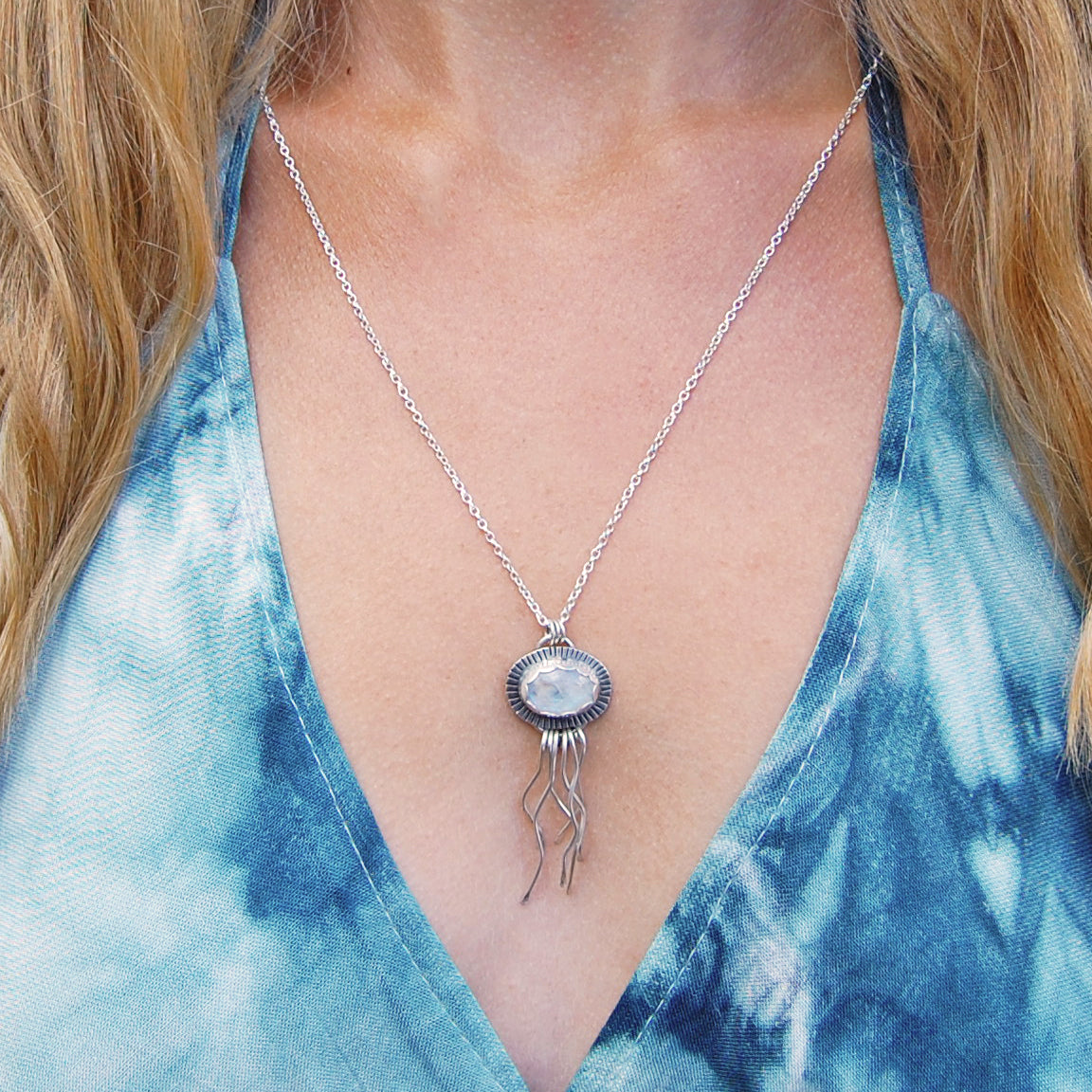 Moonstone Jellyfish Pendant