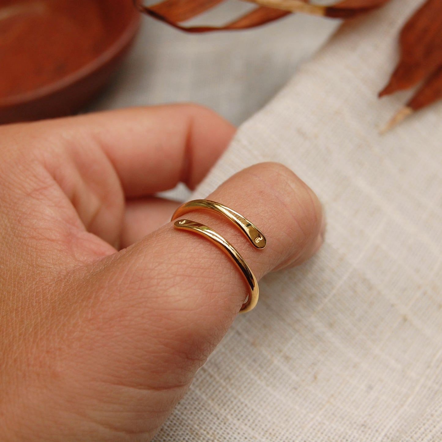 Embrace Adjustable Initial Ring in Gold