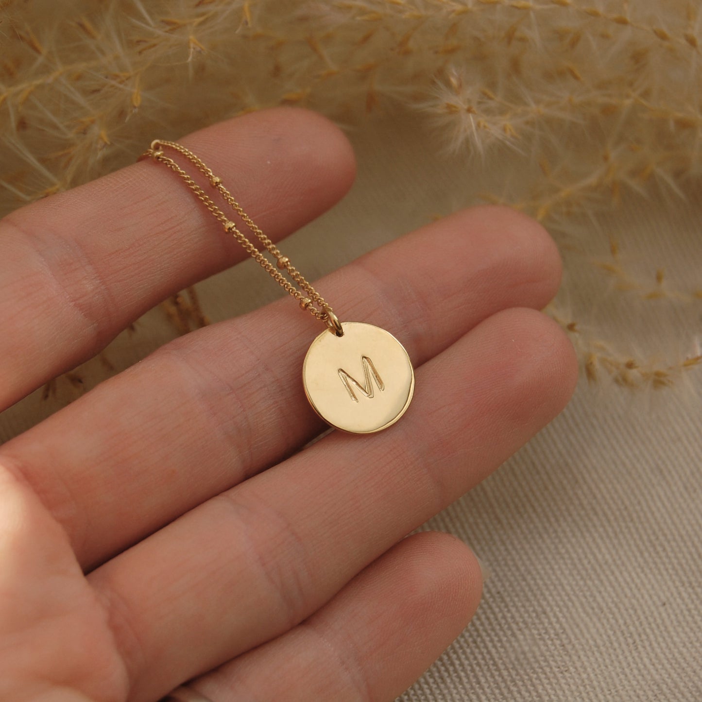Gold Initial Disc Necklace