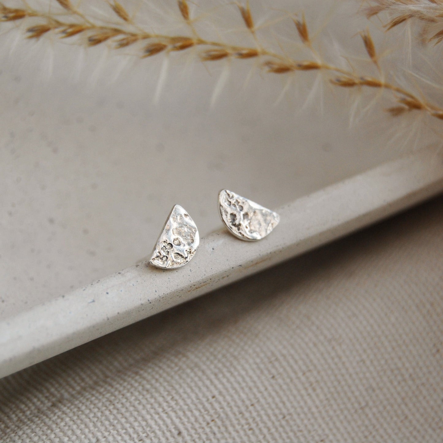 Full Lunar Moon Stud Earrings