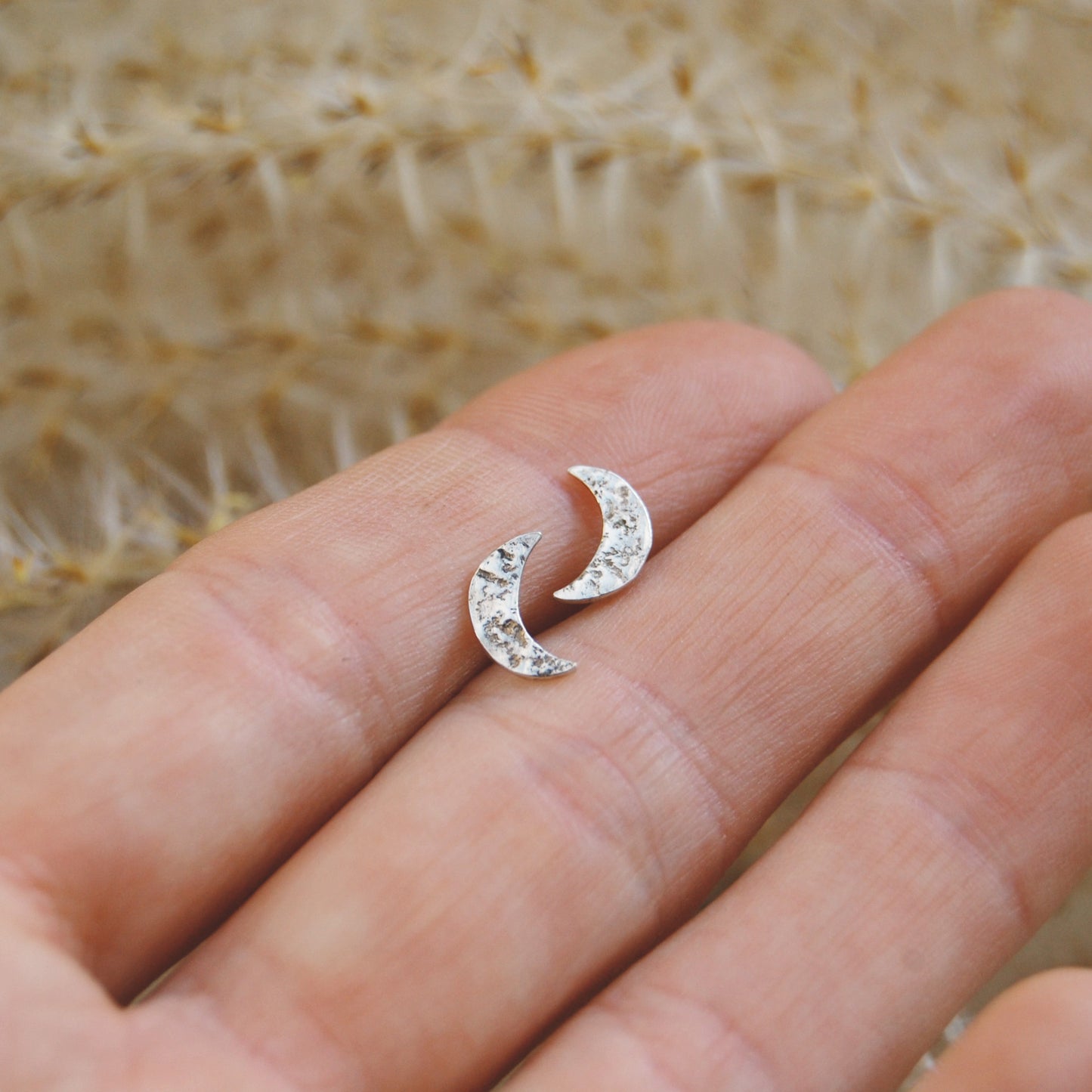 Crescent Lunar Moon Stud Earrings