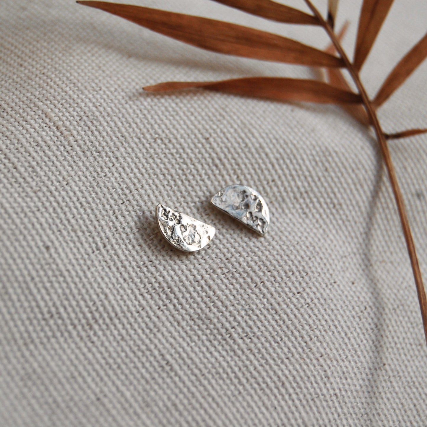 Half Lunar Moon Stud Earrings