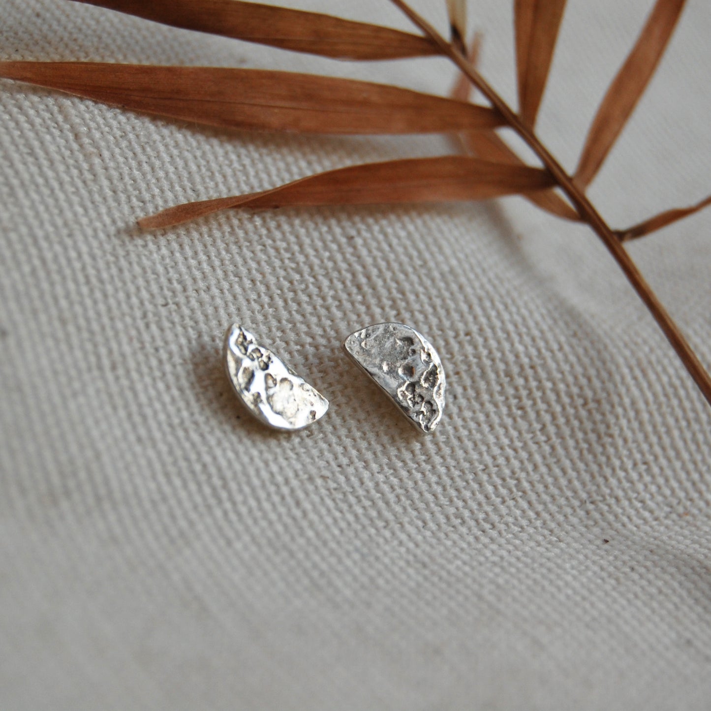 Half Lunar Moon Stud Earrings