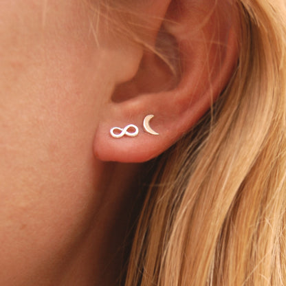 Infinity Stud Earrings in Silver or Gold