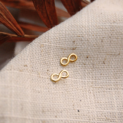 Infinity Stud Earrings in Silver or Gold