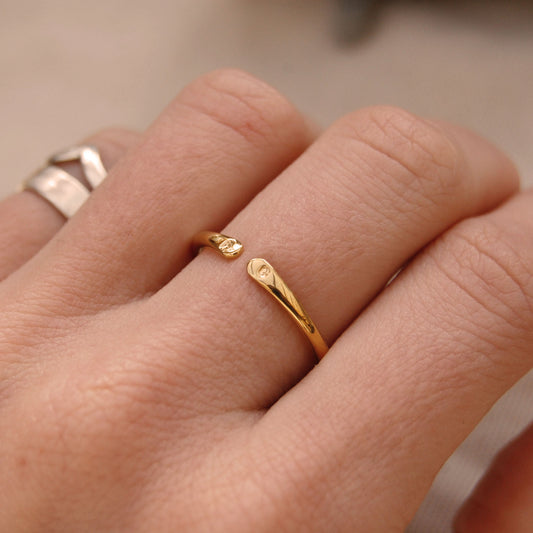 Adjustable Gold Personalised Initials Stacking Ring