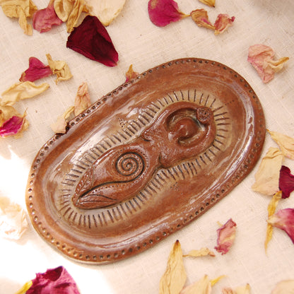 Spiral Goddess Wall Plaque Altar Ornament or Trinket Dish | Handcrafted from Clay