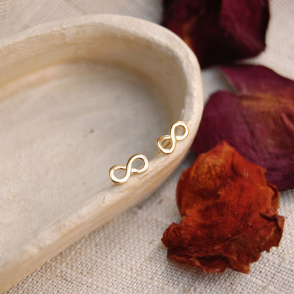 Infinity Stud Earrings in Silver or Gold