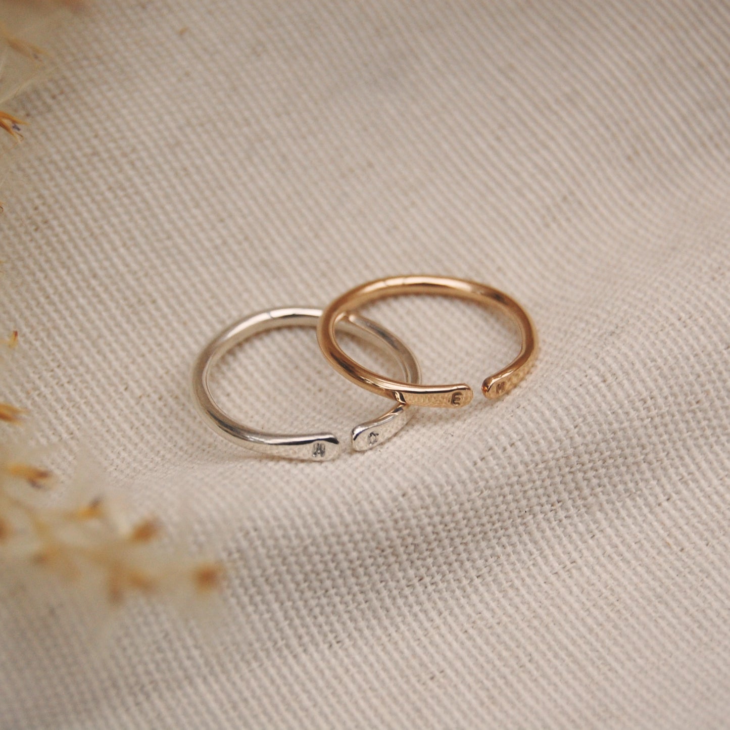 Adjustable Silver Personalised Initials Stacking Ring