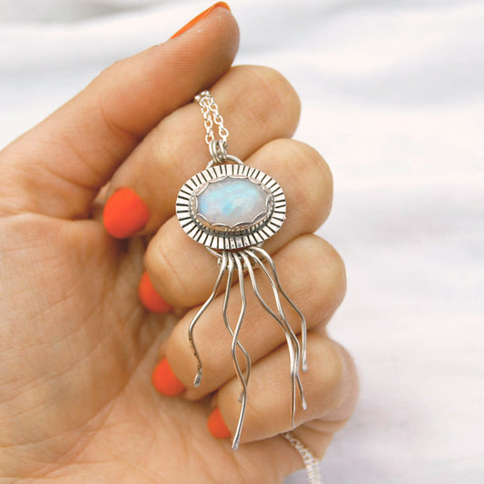 Moonstone Jellyfish Pendant