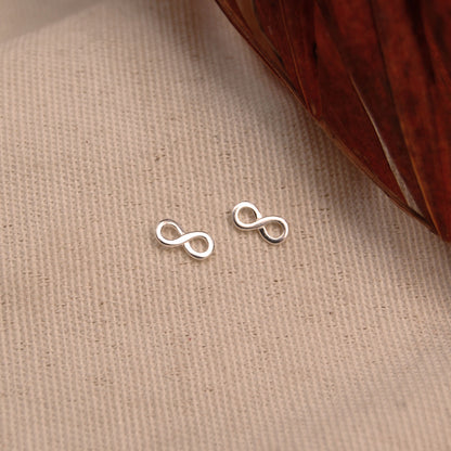 Infinity Stud Earrings in Silver or Gold