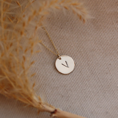 Gold Initial Disc Necklace