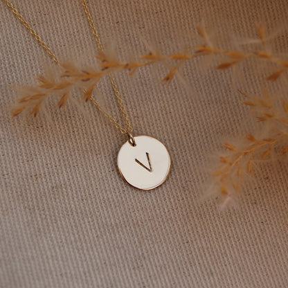 Gold Initial Disc Necklace