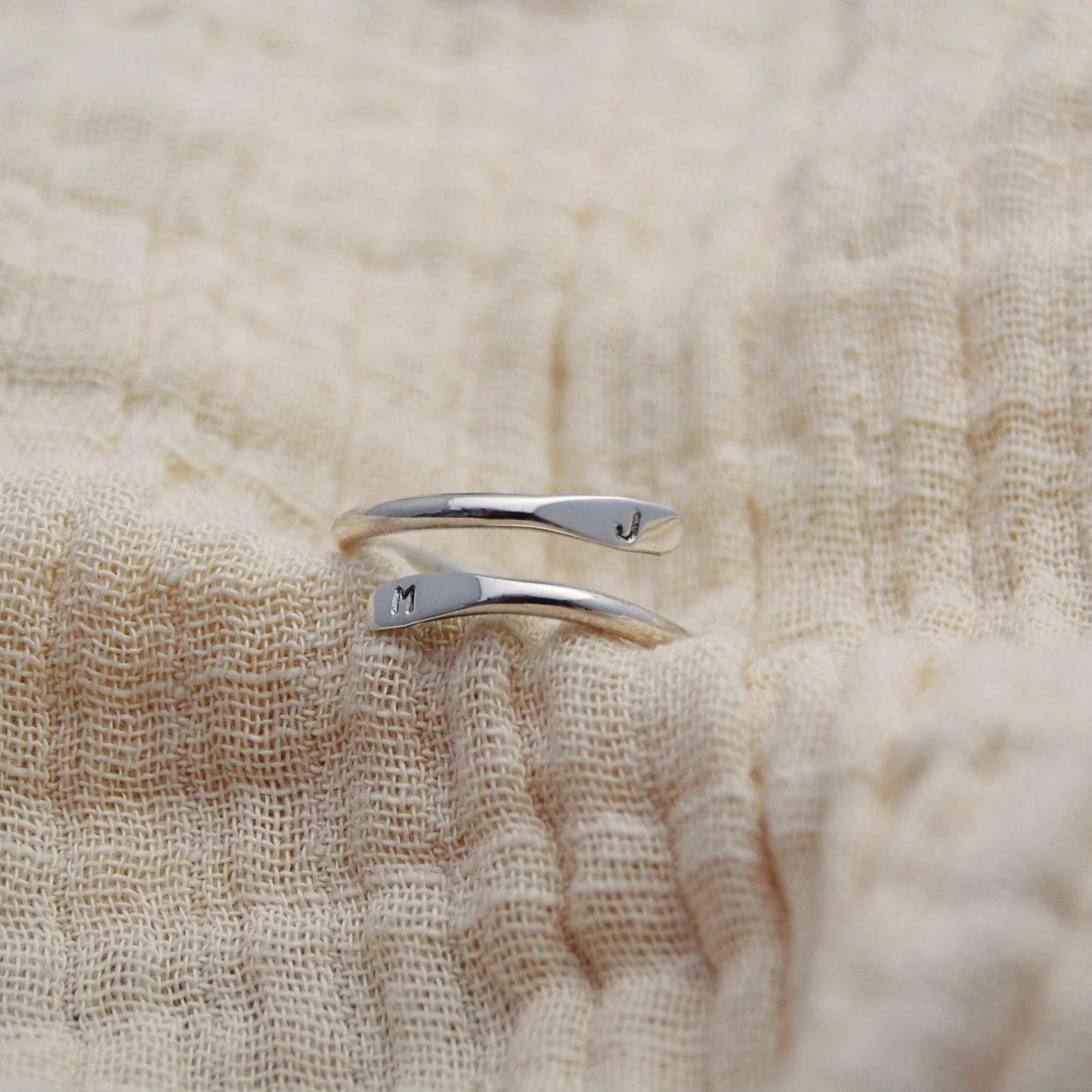 Embrace Adjustable Initial Ring in Silver