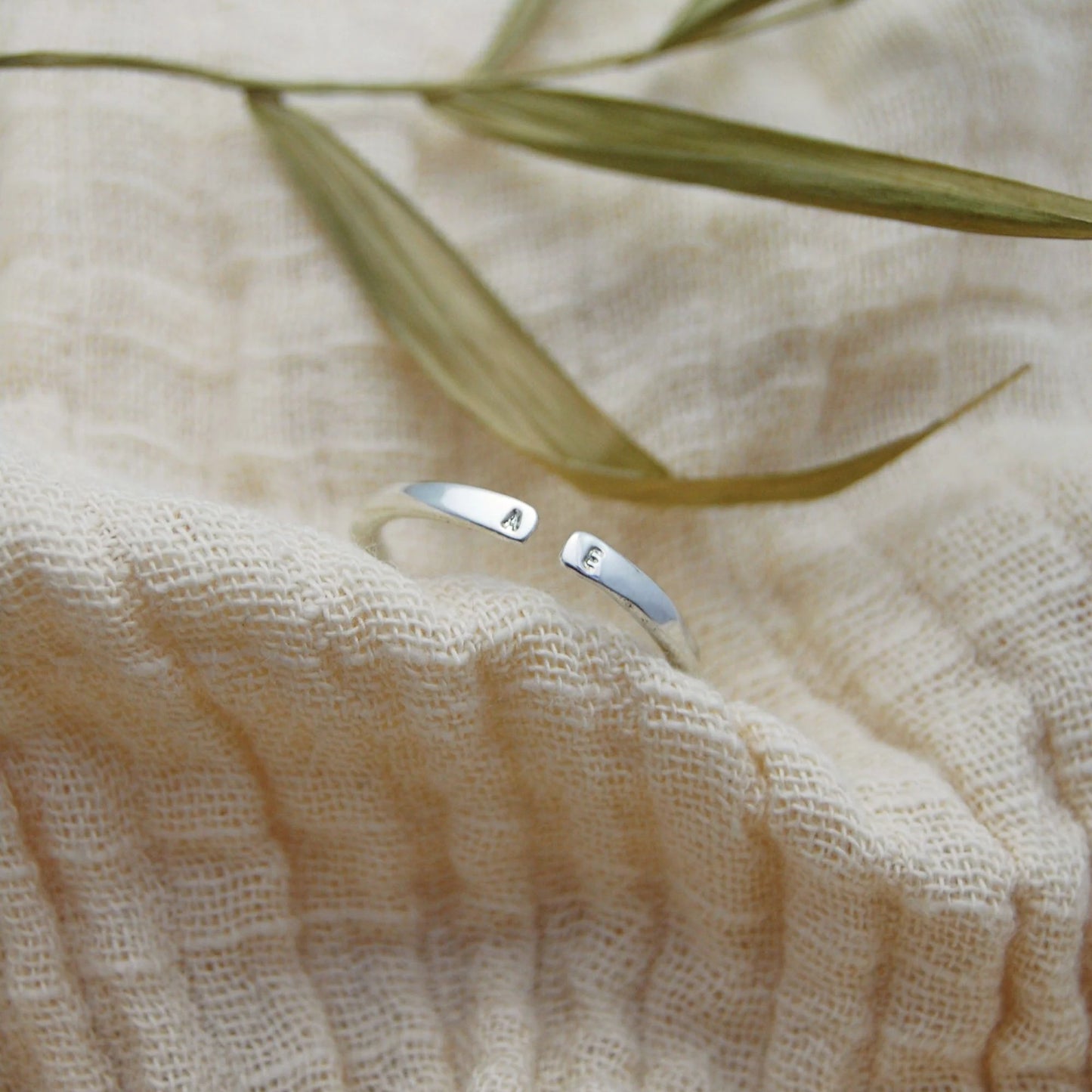 Adjustable Silver Personalised Initials Stacking Ring