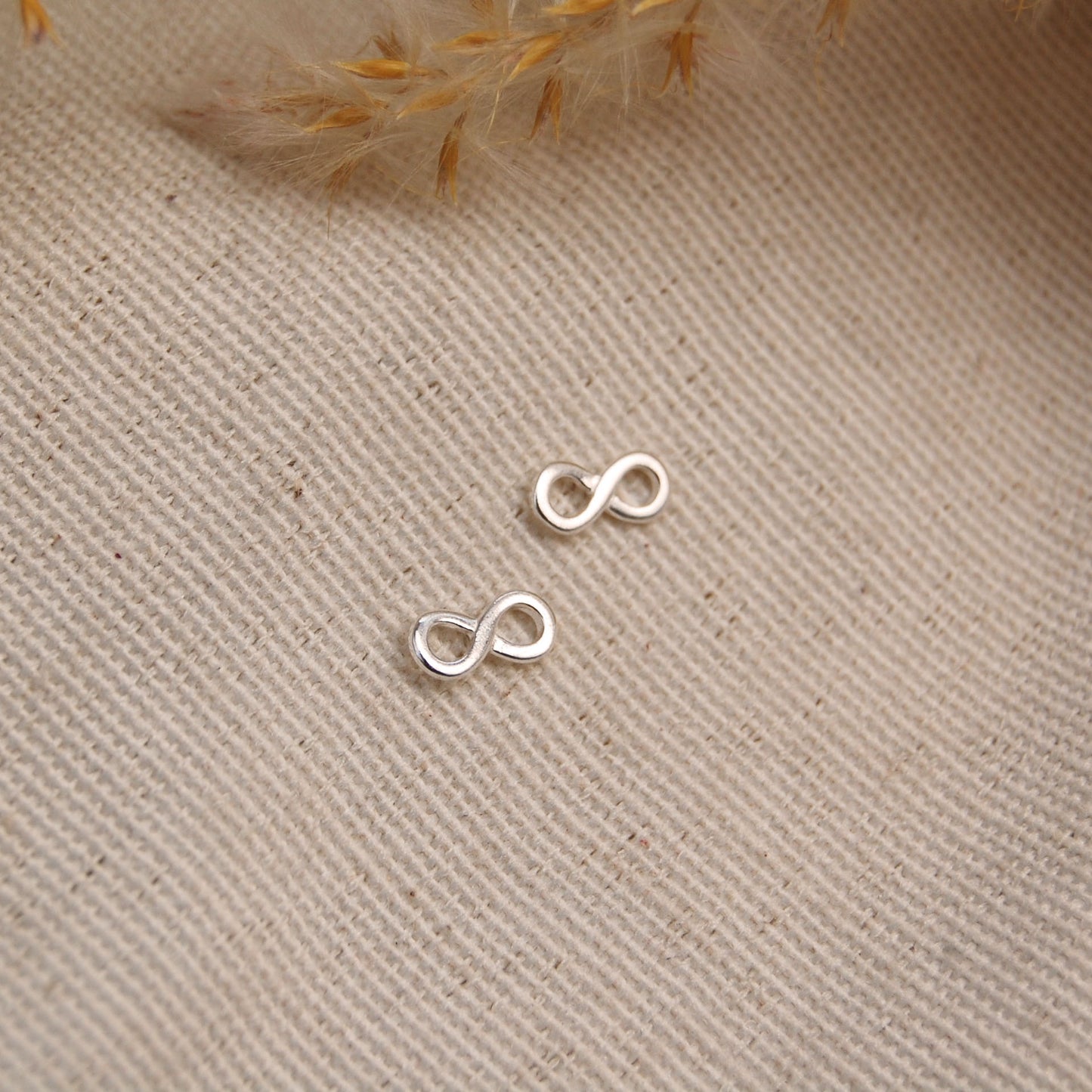 Infinity Stud Earrings in Silver or Gold