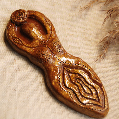Golden Yoni Goddess Altar Ornament | Handcrafted from Clay