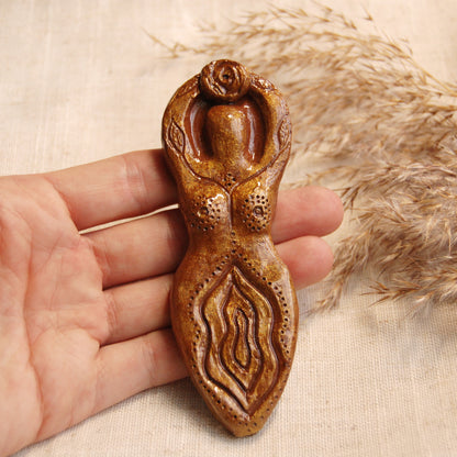 Golden Yoni Goddess Altar Ornament | Handcrafted from Clay